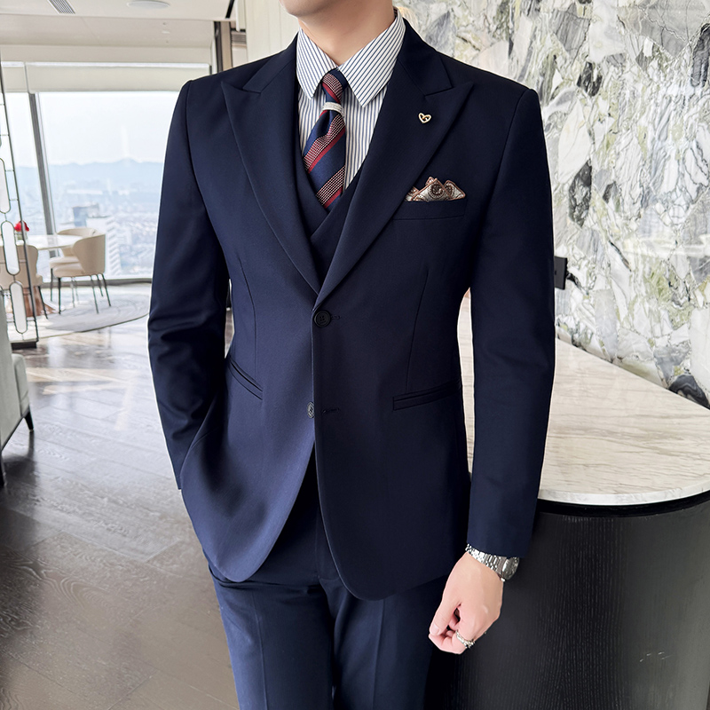 Men Formal Wear Top - Men's suit three-piece business Slim wedding