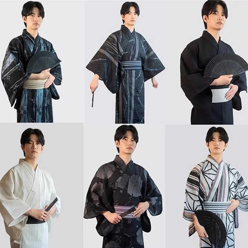 Traditional Japanese Men'S Formal Wear - Men's Japanese Traditional Kimono with Belt