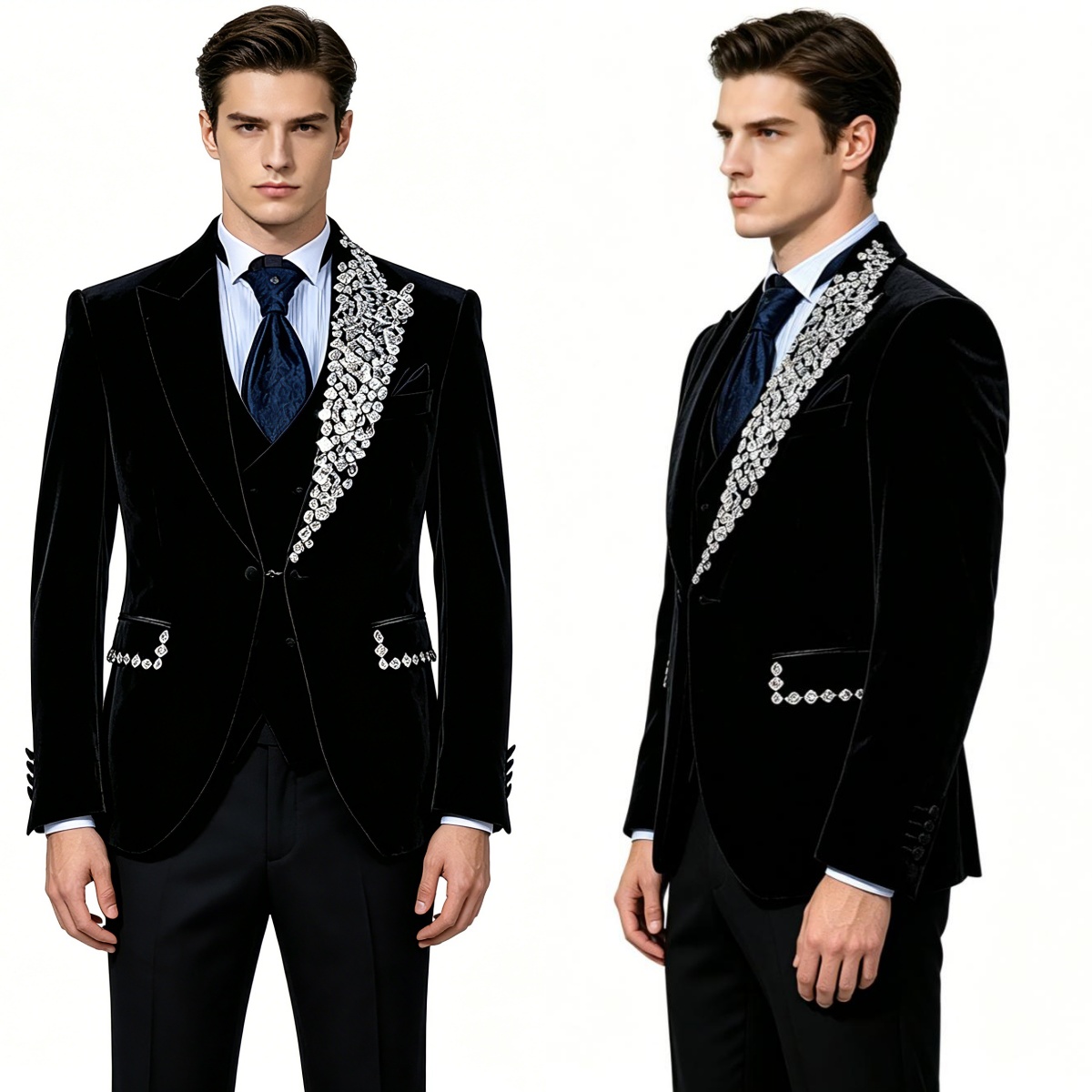 Formal Wear Jersey For Men - Formal Wedding Tuxedos Velvet 2 Piece