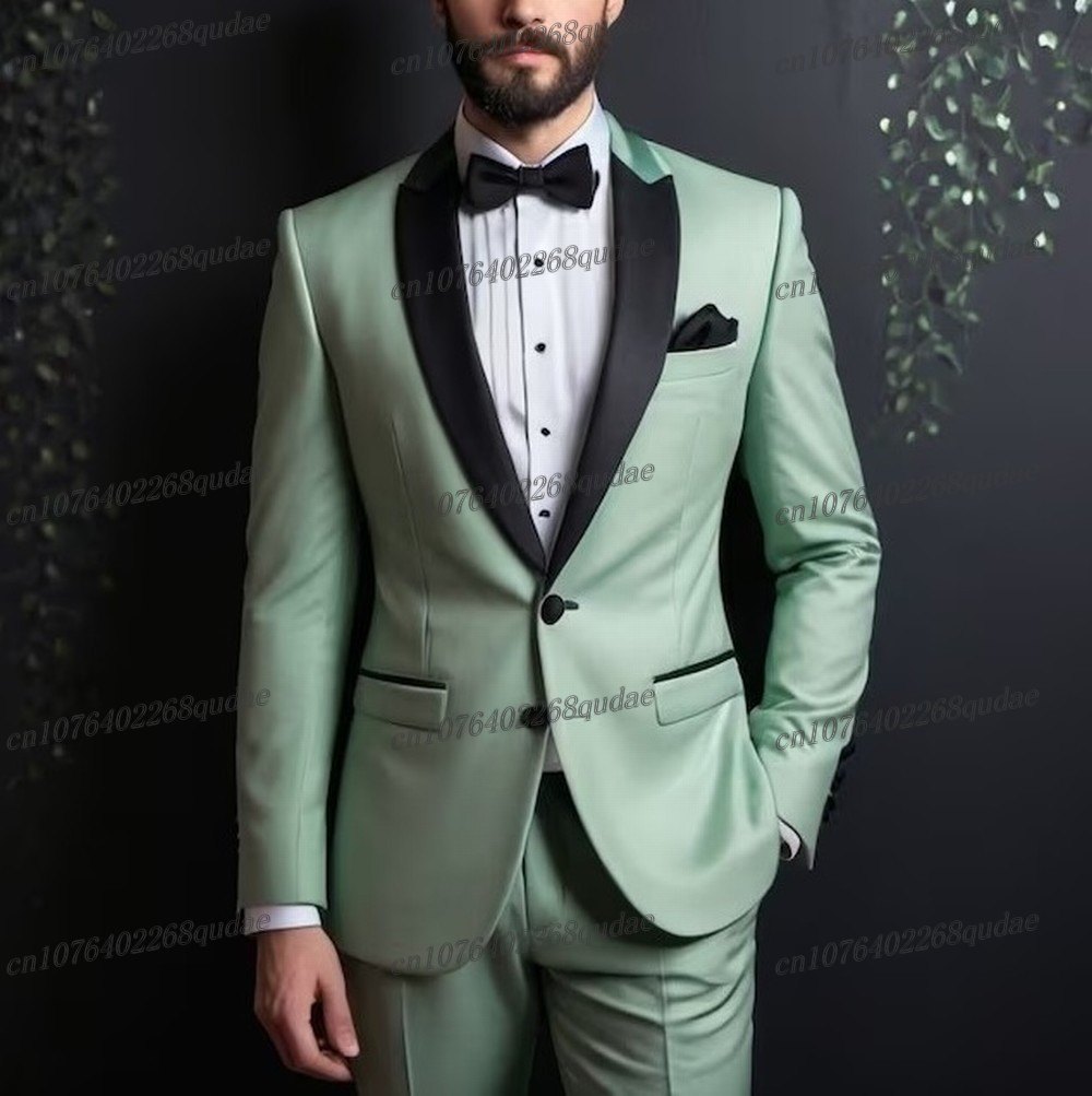Formal Wear Jersey For Men - Black Collar Mint Formal Men Suit