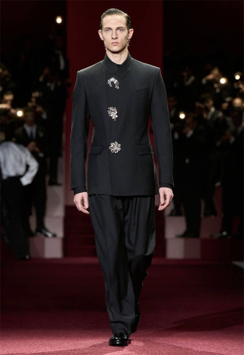 Formal Wear Jersey For Men - Black Crystals Men Suit Set 2