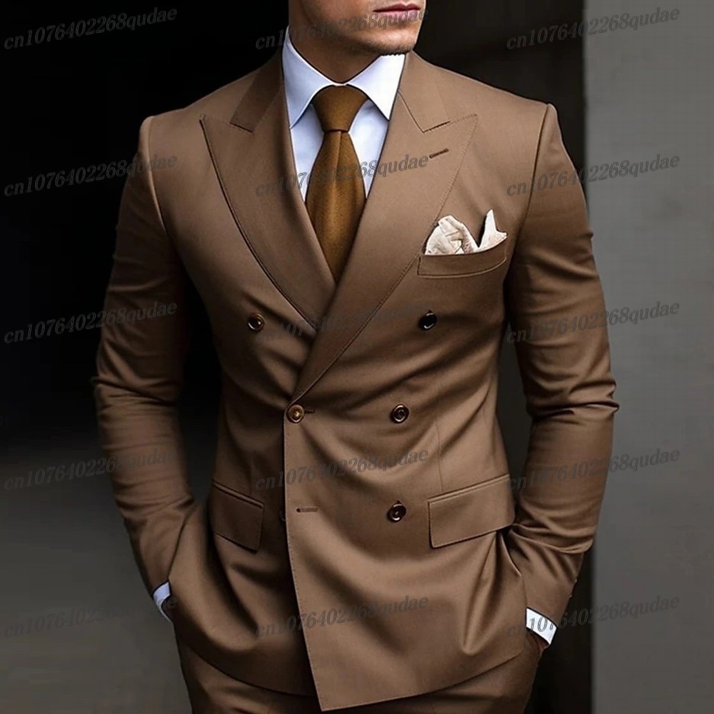 Formal Wear Jersey For Men - Brown Formal Occasion Men Suit Wedding