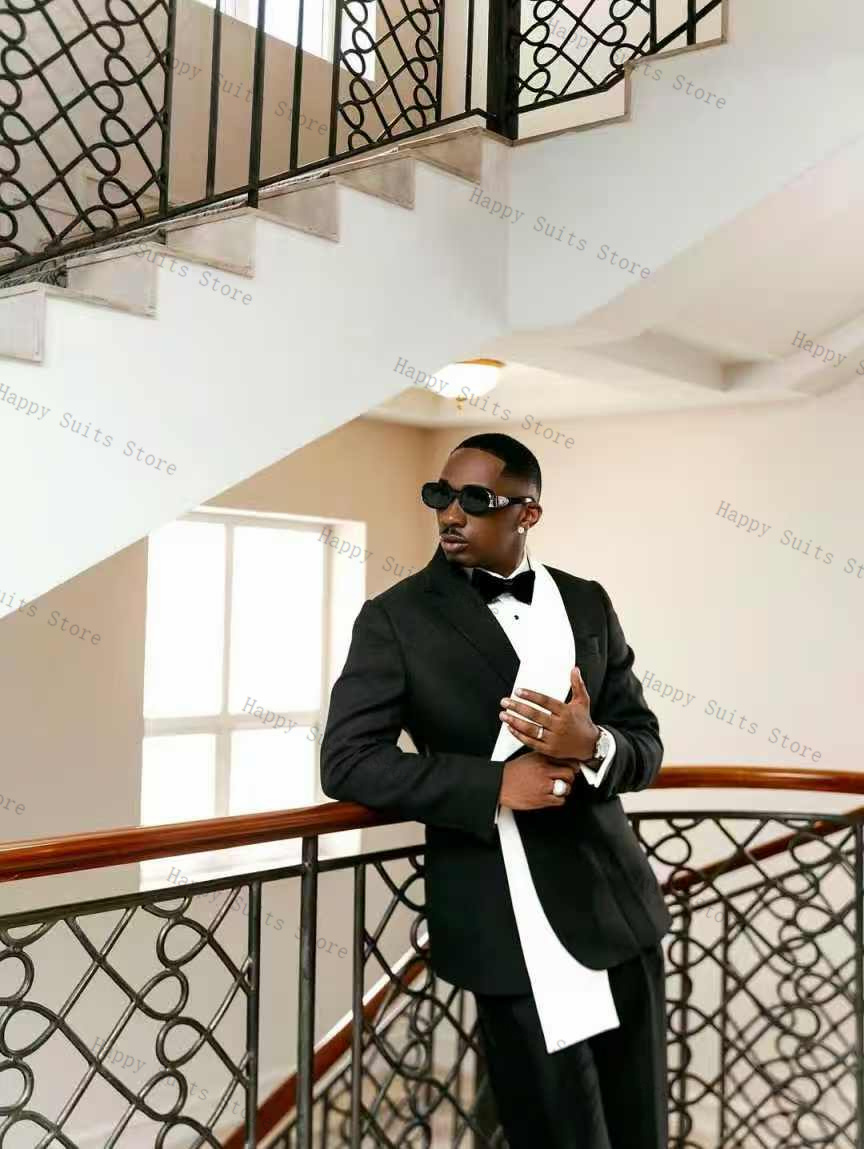 Black White Men Suit Set 2 Pcs - Formal Wear Jersey For Men 评论和价格