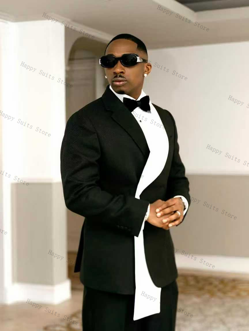 Black White Men Suit Set 2 Pcs - Formal Wear Jersey For Men 评论和价格