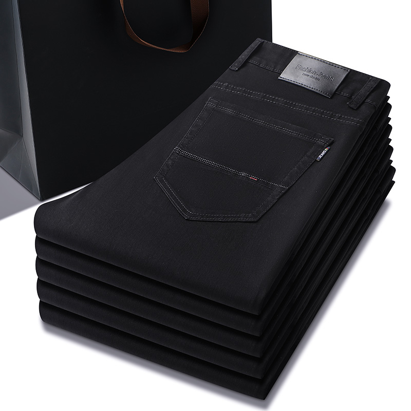 Pure Black Jeans Men's Summer  - Men Formal Wear With Jeans 评论和价格