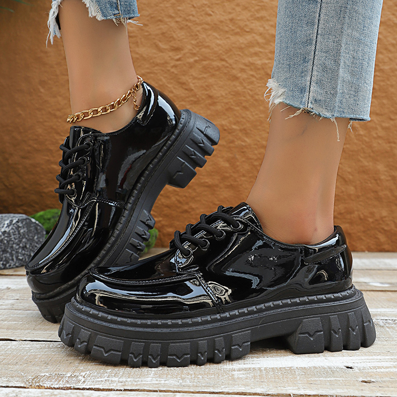 Chunky Platform Oxford Shoes f - Patent Leather Oxford 评论和价格
