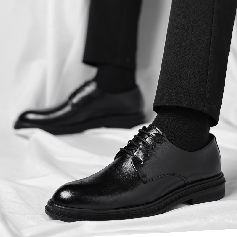 Mens Black Textured Leather Po - Men Formal Wear All Black 评论和价格