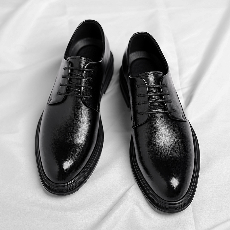 Mens Black Textured Leather Po - Men Formal Wear All Black 评论和价格