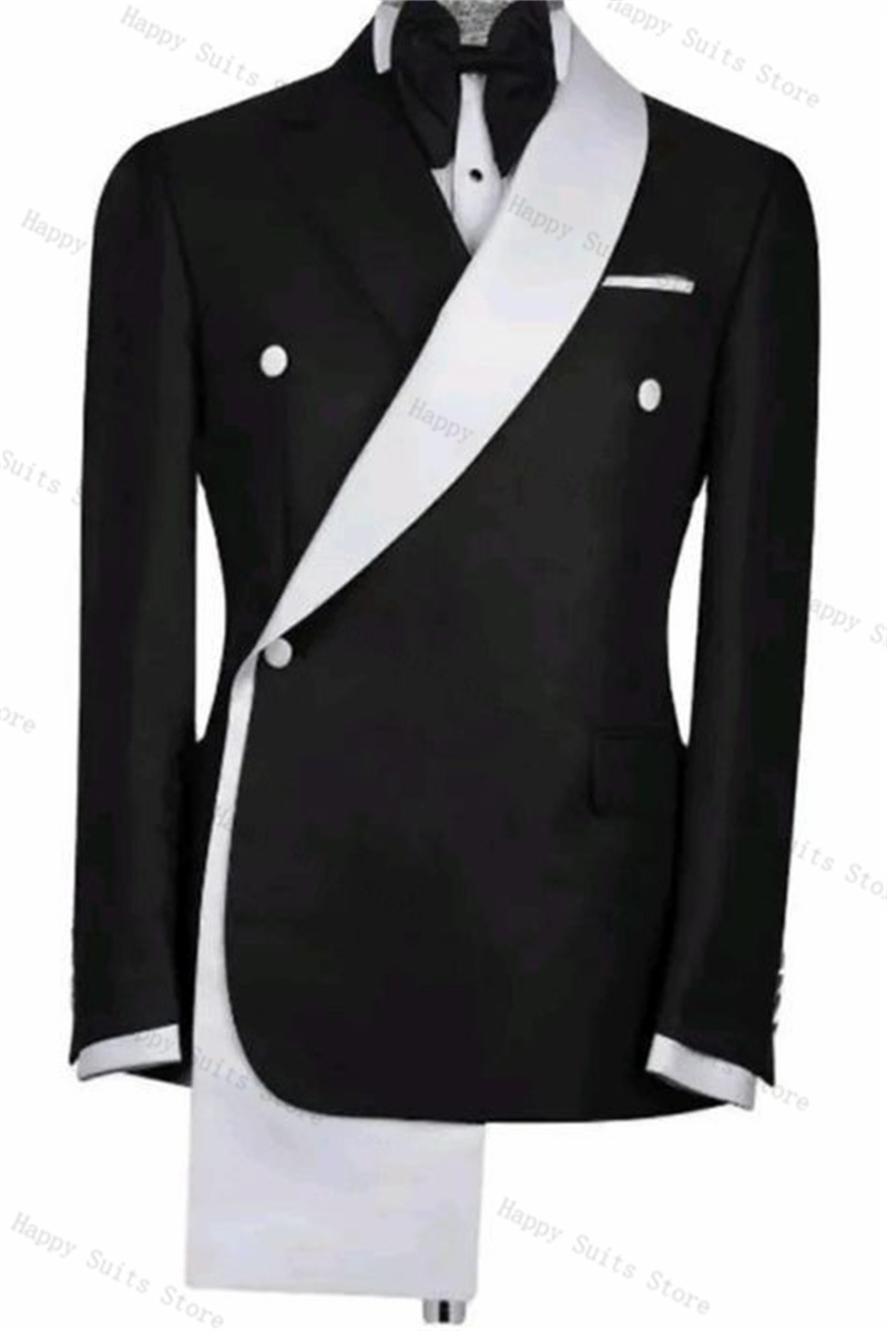 Black White Men Suit Set 2 Pie - Formal Wear Jersey For Men 评论和价格