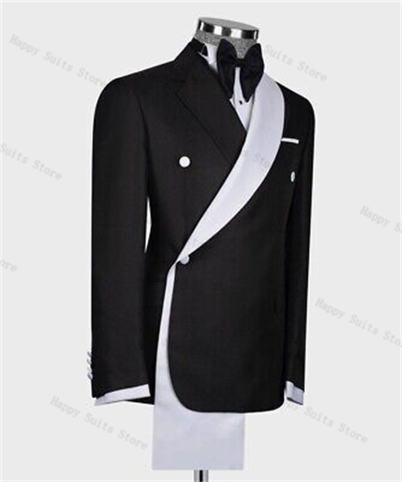 Black White Men Suit Set 2 Pie - Formal Wear Jersey For Men 评论和价格