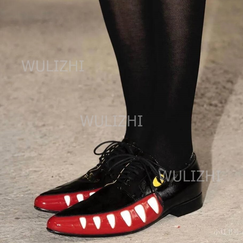 Men's Stone Pattern Black Leat - Patent Leather Oxford 评论和价格