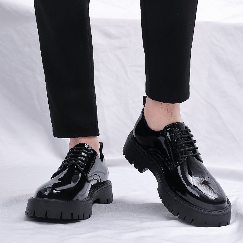 Mens Black Patent Leather Lace - Men Formal Wear All Black 评论和价格