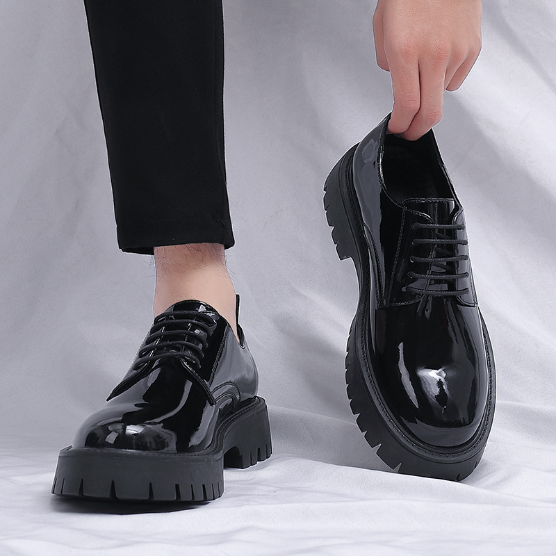 Mens Black Patent Leather Lace - Men Formal Wear All Black 评论和价格