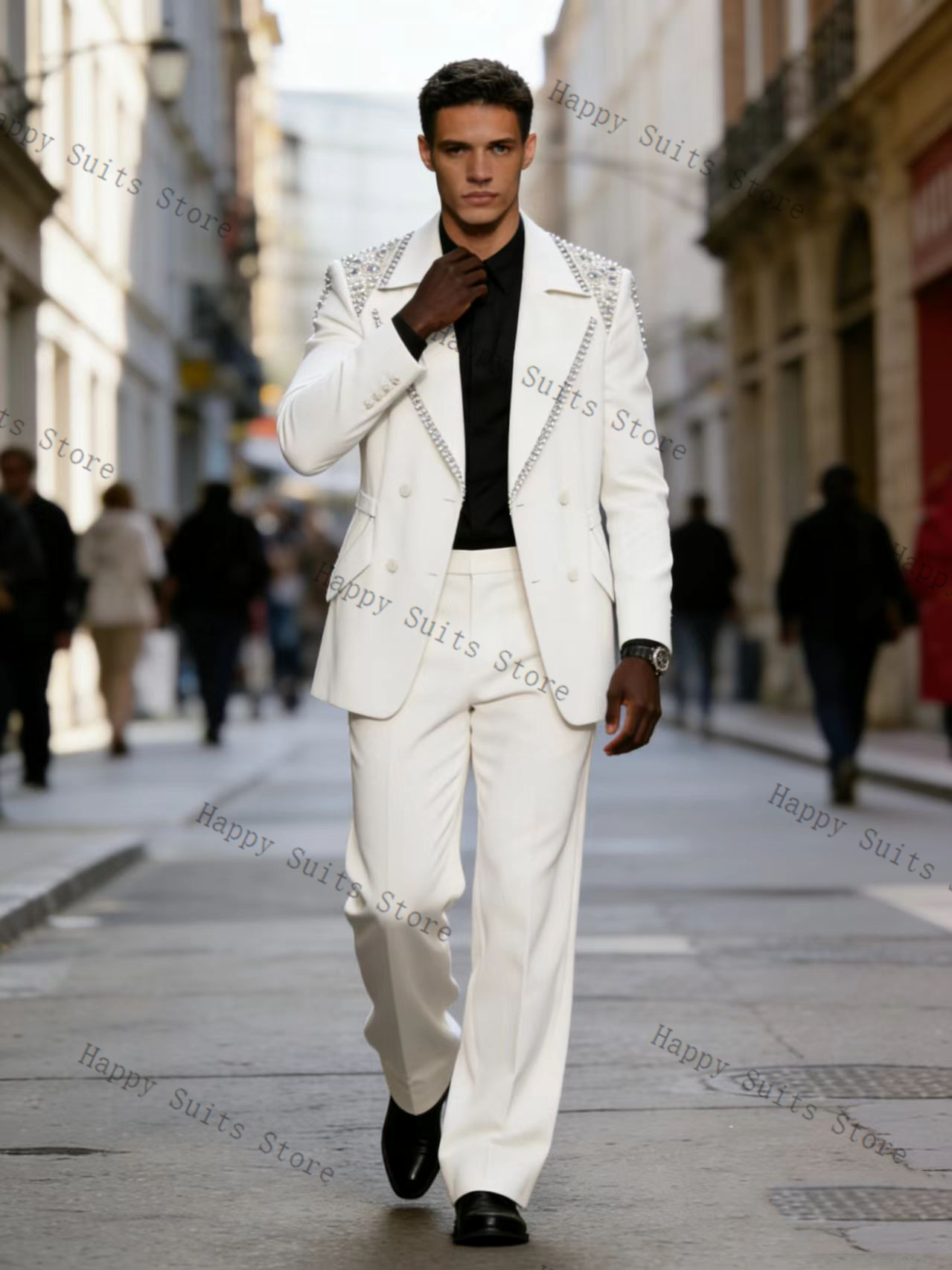 Crystals Men Suit Set 2 Pcs Gr - Formal Wear Jersey For Men 评论和价格