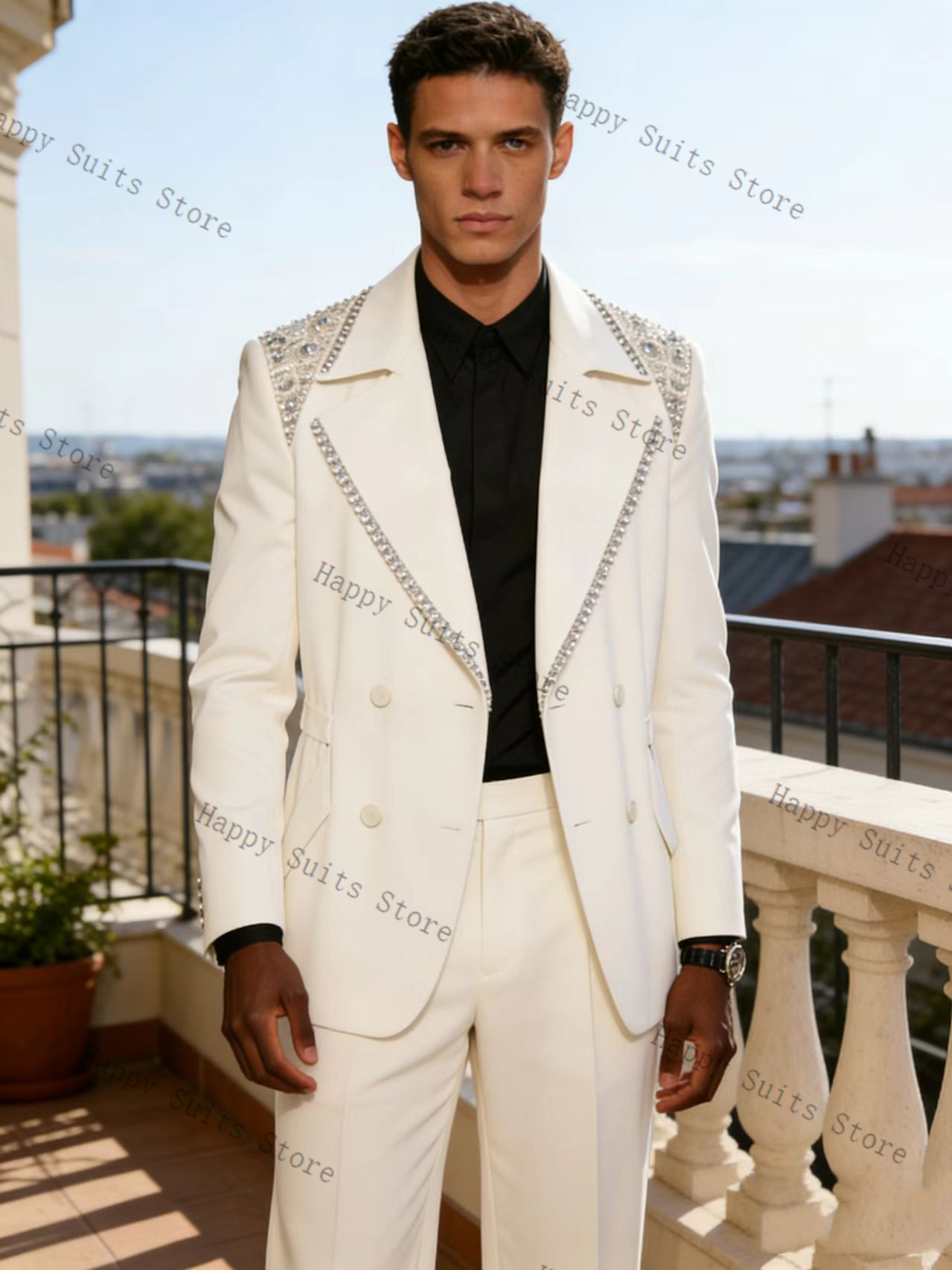 Crystals Men Suit Set 2 Pcs Gr - Formal Wear Jersey For Men 评论和价格