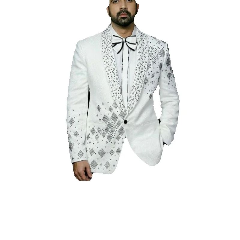 Crystals Men Suit Set 2 Pcs Gr - Formal Wear Jersey For Men 评论和价格